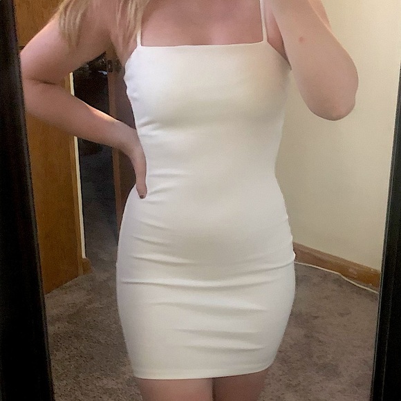 White Fitted Dress - Picture 1 of 4